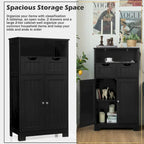 Meuble bas de rangement avec tiroirs et porte, espresso / noir / gris — 3 compartiments