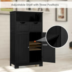 Meuble bas de rangement avec tiroirs et porte, espresso / noir / gris — 3 compartiments