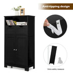 Meuble bas de rangement avec tiroirs et porte, espresso / noir / gris — 3 compartiments