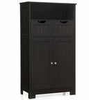 Meuble bas de rangement avec tiroirs et porte, espresso / noir / gris — 3 compartiments