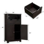 Meuble bas de rangement avec tiroirs et porte, espresso / noir / gris — 3 compartiments