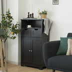 Meuble bas de rangement avec tiroirs et porte, espresso / noir / gris — 3 compartiments