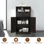 Meuble bas de rangement avec tiroirs et porte, espresso / noir / gris — 3 compartiments