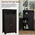 Meuble bas de rangement avec tiroirs et porte, espresso / noir / gris — 3 compartiments