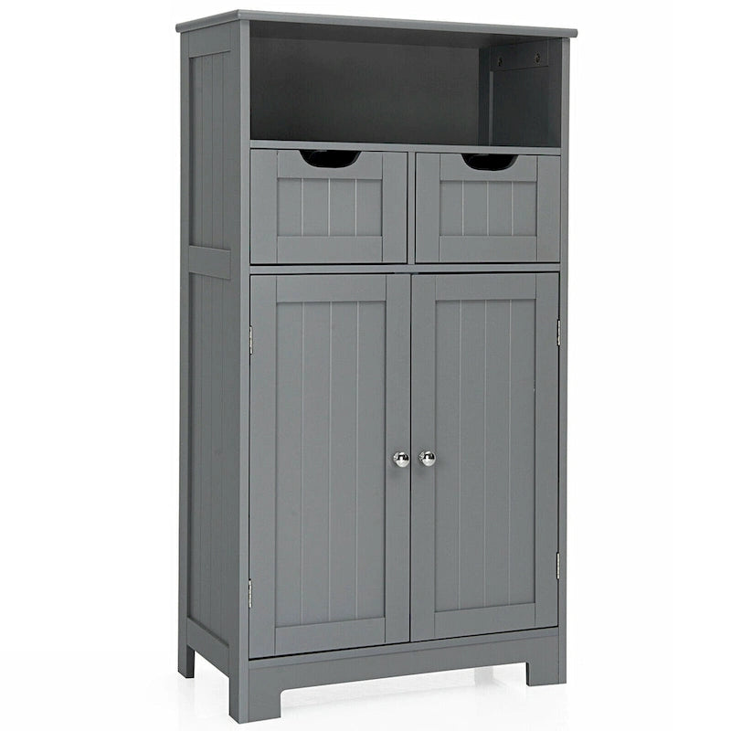 Meuble bas de rangement avec tiroirs et porte, espresso / noir / gris — 3 compartiments