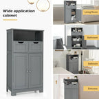 Meuble bas de rangement avec tiroirs et porte, espresso / noir / gris — 3 compartiments