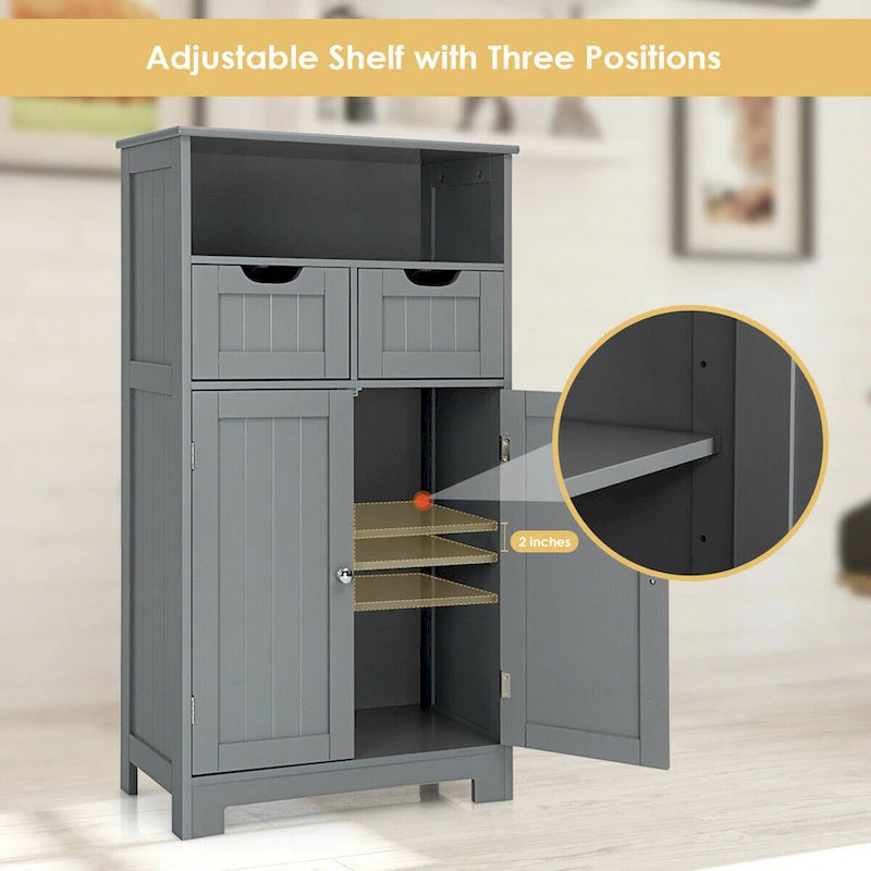 Meuble bas de rangement avec tiroirs et porte, espresso / noir / gris — 3 compartiments