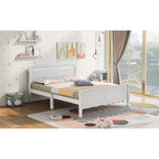 Lit plateforme pleine grandeur en bois avec tête de lit et pied de lit – Chêne / Espresso / Blanc, 2 personnes