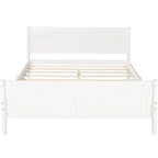 Lit plateforme pleine grandeur en bois avec tête de lit et pied de lit – Chêne / Espresso / Blanc, 2 personnes