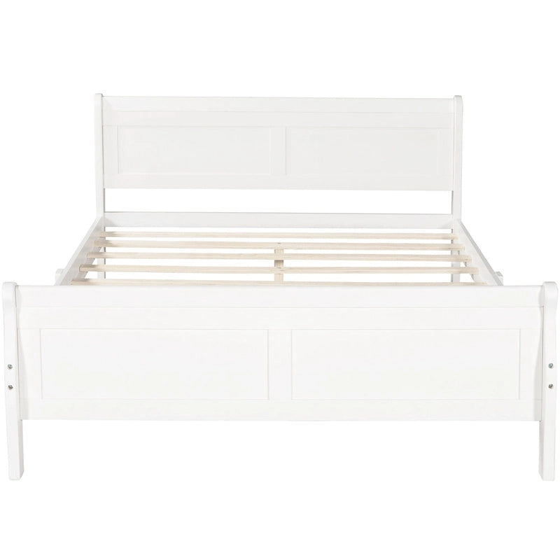 Lit plateforme pleine grandeur en bois avec tête de lit et pied de lit – Chêne / Espresso / Blanc, 2 personnes