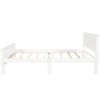 Lit plateforme pleine grandeur en bois avec tête de lit et pied de lit – Chêne / Espresso / Blanc, 2 personnes