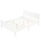 Lit plateforme pleine grandeur en bois avec tête de lit et pied de lit – Chêne / Espresso / Blanc, 2 personnes