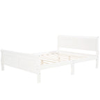 Lit plateforme pleine grandeur en bois avec tête de lit et pied de lit – Chêne / Espresso / Blanc, 2 personnes