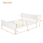 Lit plateforme pleine grandeur en bois avec tête de lit et pied de lit – Chêne / Espresso / Blanc, 2 personnes