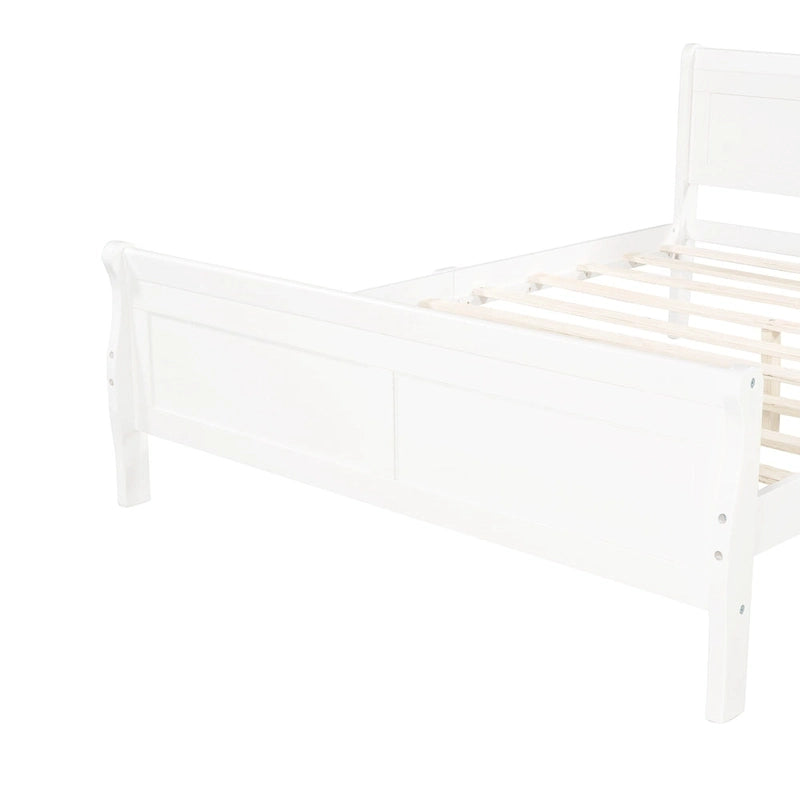 Lit plateforme pleine grandeur en bois avec tête de lit et pied de lit – Chêne / Espresso / Blanc, 2 personnes