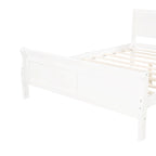 Lit plateforme pleine grandeur en bois avec tête de lit et pied de lit – Chêne / Espresso / Blanc, 2 personnes