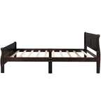Lit plateforme pleine grandeur en bois avec tête de lit et pied de lit – Chêne / Espresso / Blanc, 2 personnes