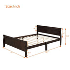 Lit plateforme pleine grandeur en bois avec tête de lit et pied de lit – Chêne / Espresso / Blanc, 2 personnes