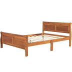Lit plateforme pleine grandeur en bois avec tête de lit et pied de lit – Chêne / Espresso / Blanc, 2 personnes