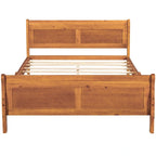 Lit plateforme pleine grandeur en bois avec tête de lit et pied de lit – Chêne / Espresso / Blanc, 2 personnes