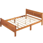 Lit plateforme pleine grandeur en bois avec tête de lit et pied de lit – Chêne / Espresso / Blanc, 2 personnes