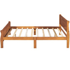 Lit plateforme pleine grandeur en bois avec tête de lit et pied de lit – Chêne / Espresso / Blanc, 2 personnes