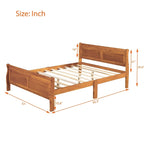 Lit plateforme pleine grandeur en bois avec tête de lit et pied de lit – Chêne / Espresso / Blanc, 2 personnes