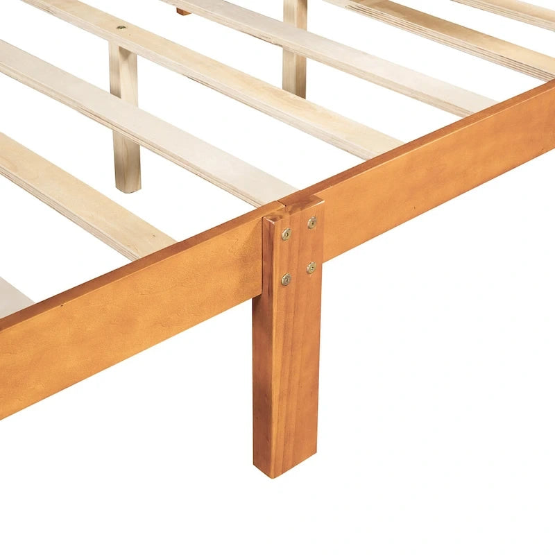 Lit plateforme pleine grandeur en bois avec tête de lit et pied de lit – Chêne / Espresso / Blanc, 2 personnes