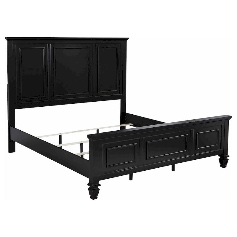Lit King en panneau style ferme noir