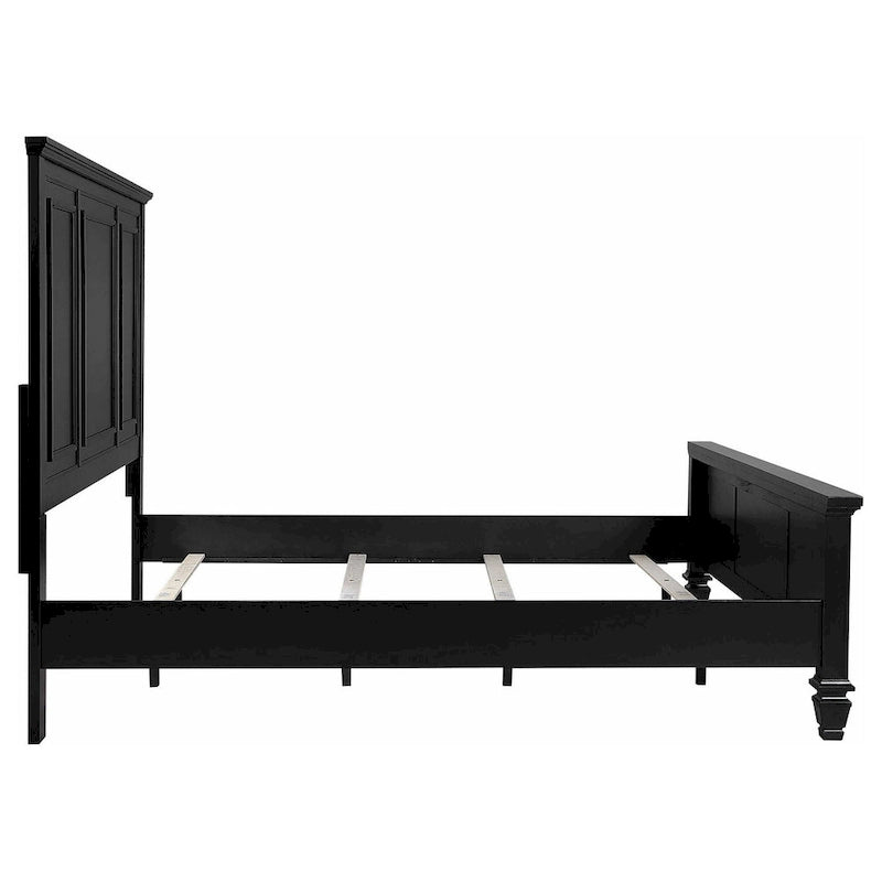 Lit King en panneau style ferme noir