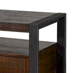 Meuble TV/console marron et noir, 3 tiroirs, 2 étagères, 198 cm