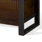 Meuble TV/console marron et noir, 3 tiroirs, 2 étagères, 198 cm