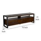 Meuble TV/console marron et noir, 3 tiroirs, 2 étagères, 198 cm