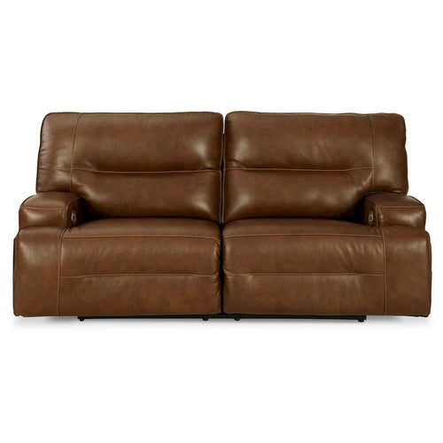 Canapé inclinable électrique en cuir marron auburn, 2 places, 213 cm