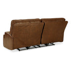 Canapé inclinable électrique en cuir marron auburn, 2 places, 213 cm