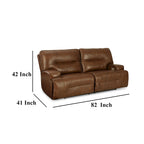 Canapé inclinable électrique en cuir marron auburn, 2 places, 213 cm