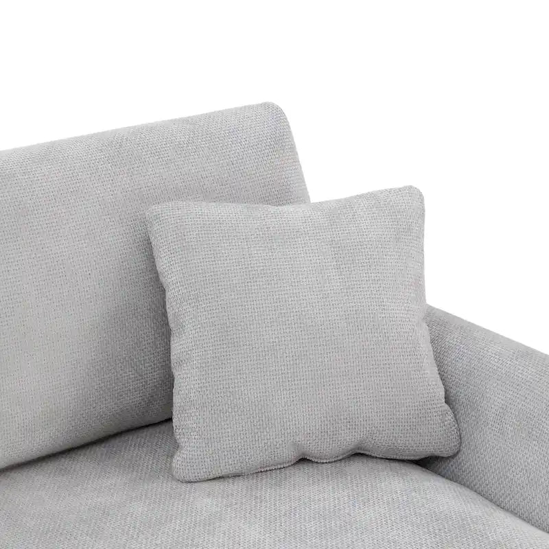 Canapé d'angle en L blanc/gris clair avec méridienne, 4-5 places