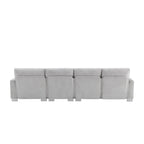 Canapé d'angle en L blanc/gris clair avec méridienne, 4-5 places