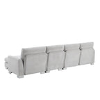 Canapé d'angle en L blanc/gris clair avec méridienne, 4-5 places