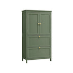 Meuble de salle de bain autoportant avec 2 tiroirs et étagère réglable — Blanc / Gris colombe / Vert forêt