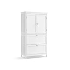 Meuble de salle de bain autoportant avec 2 tiroirs et étagère réglable — Blanc / Gris colombe / Vert forêt