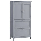 Meuble de salle de bain autoportant avec 2 tiroirs et étagère réglable — Blanc / Gris colombe / Vert forêt