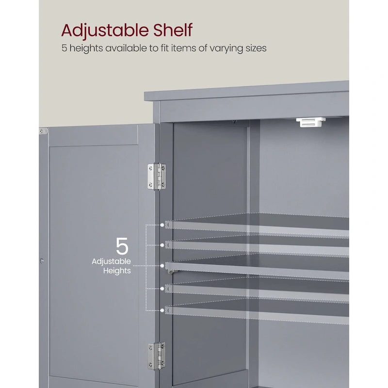 Meuble de salle de bain autoportant avec 2 tiroirs et étagère réglable — Blanc / Gris colombe / Vert forêt