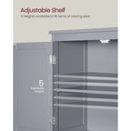 Meuble de salle de bain autoportant avec 2 tiroirs et étagère réglable — Blanc / Gris colombe / Vert forêt