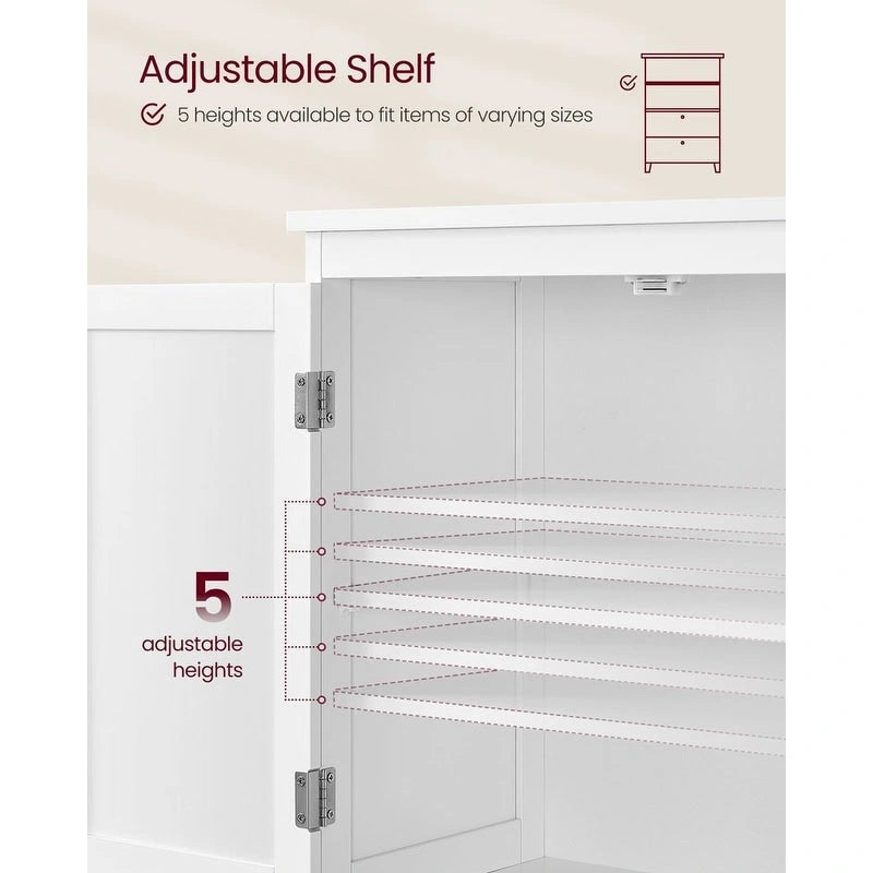 Meuble de salle de bain autoportant avec 2 tiroirs et étagère réglable — Blanc / Gris colombe / Vert forêt