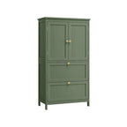 Meuble de salle de bain autoportant avec 2 tiroirs et étagère réglable — Blanc / Gris colombe / Vert forêt