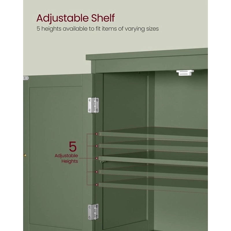 Meuble de salle de bain autoportant avec 2 tiroirs et étagère réglable — Blanc / Gris colombe / Vert forêt