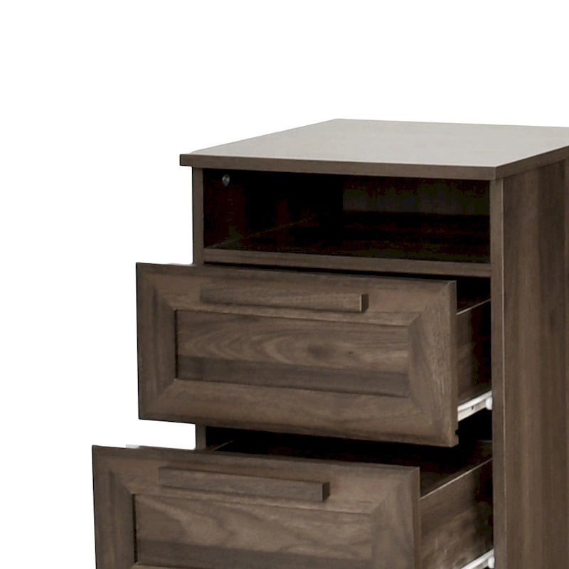 Lot de 2 tables de chevet à 2 tiroirs, style rustique – Érable gris / Noyer