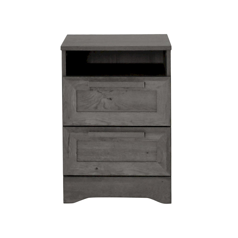 Lot de 2 tables de chevet à 2 tiroirs, style rustique – Érable gris / Noyer
