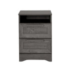 Lot de 2 tables de chevet à 2 tiroirs, style rustique – Érable gris / Noyer